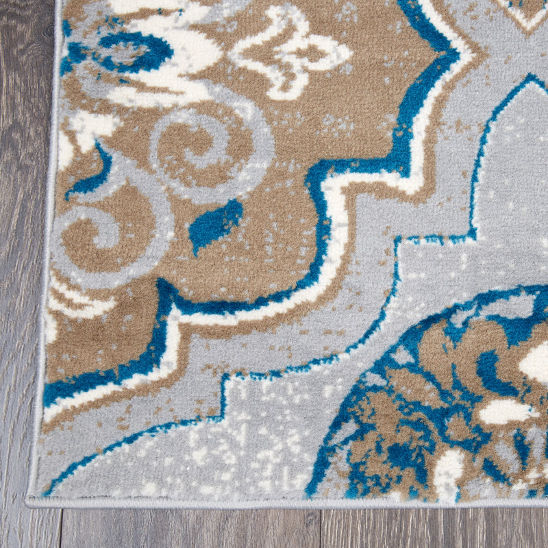 Winston Porter Albion Blue/Brown Area Rug & Reviews Wayfair